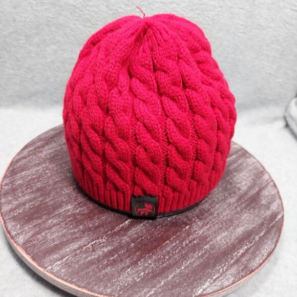 Red Cable Knit Beanie Hat By Richardson - Picture 1 of 6